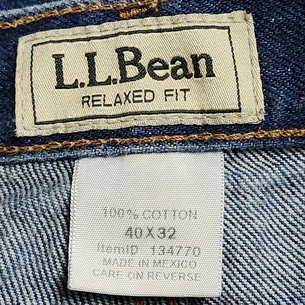 LL Bean Jeans Mens Size 40x32 Blue Cotton Relaxed Fit Denim Workwear Heavy L.L.